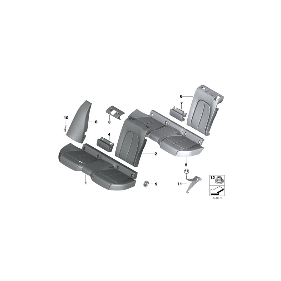 Genuine BMW 52209495085 F44 Cover, Basic Backrest, Leather, Left SCHWARZ/GRAU (Inc. 220d, M235iX & 218i) | ML Performance EU Car Parts