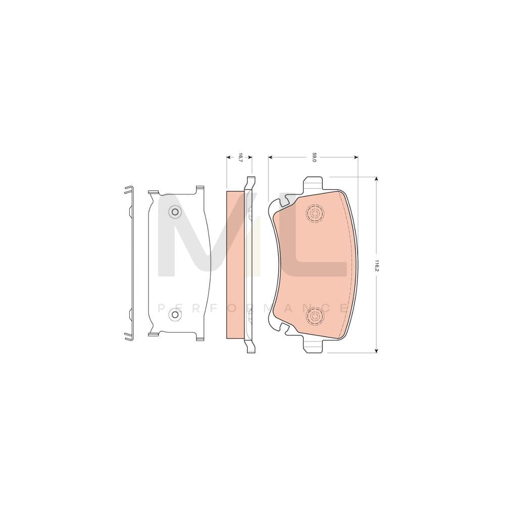 TRW Gdb1661 Brake Pad Set Not Prepared For Wear Indicator, With Brake Caliper Screws, With Accessories | ML Performance Car Parts
