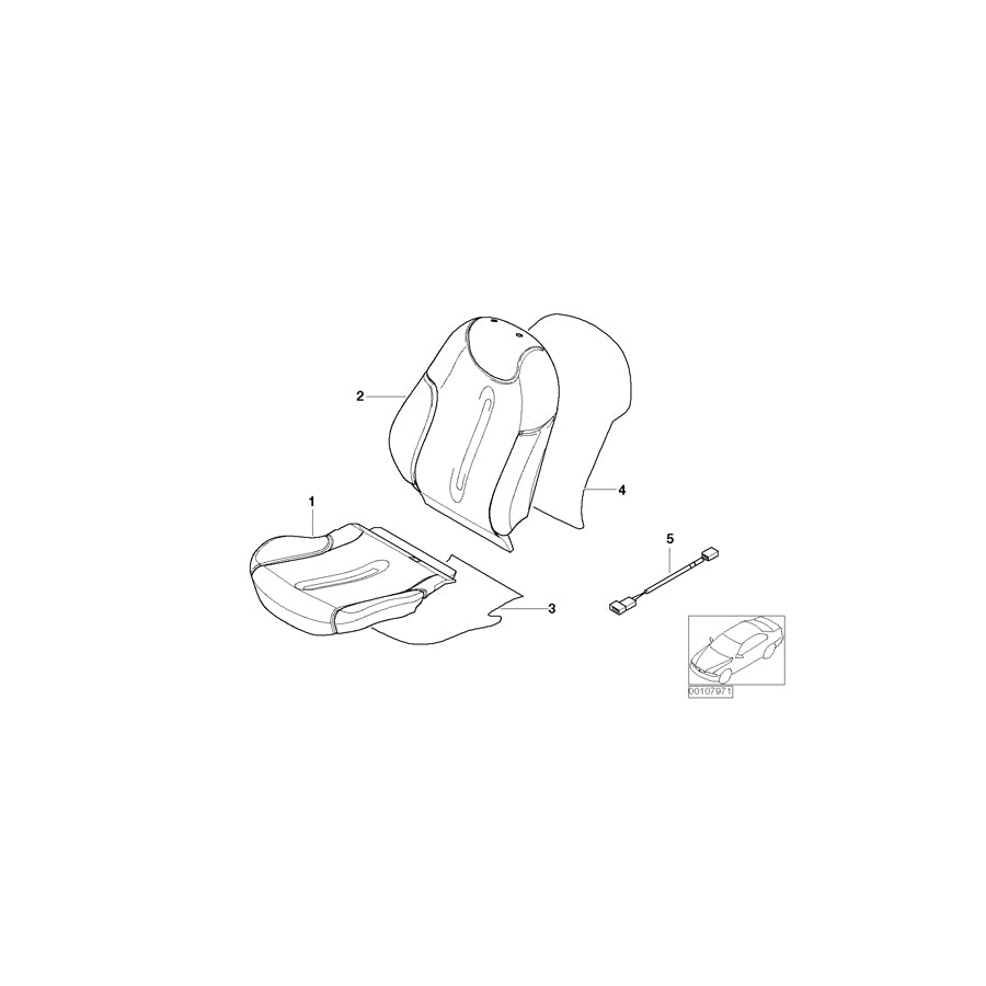 Genuine BMW 52107073082 R50 Right Cloth/Leather Backrest Cover S5PN PANTHER BL (Inc. One D, One 1.4i & Cooper) | ML Performance EU Car Parts