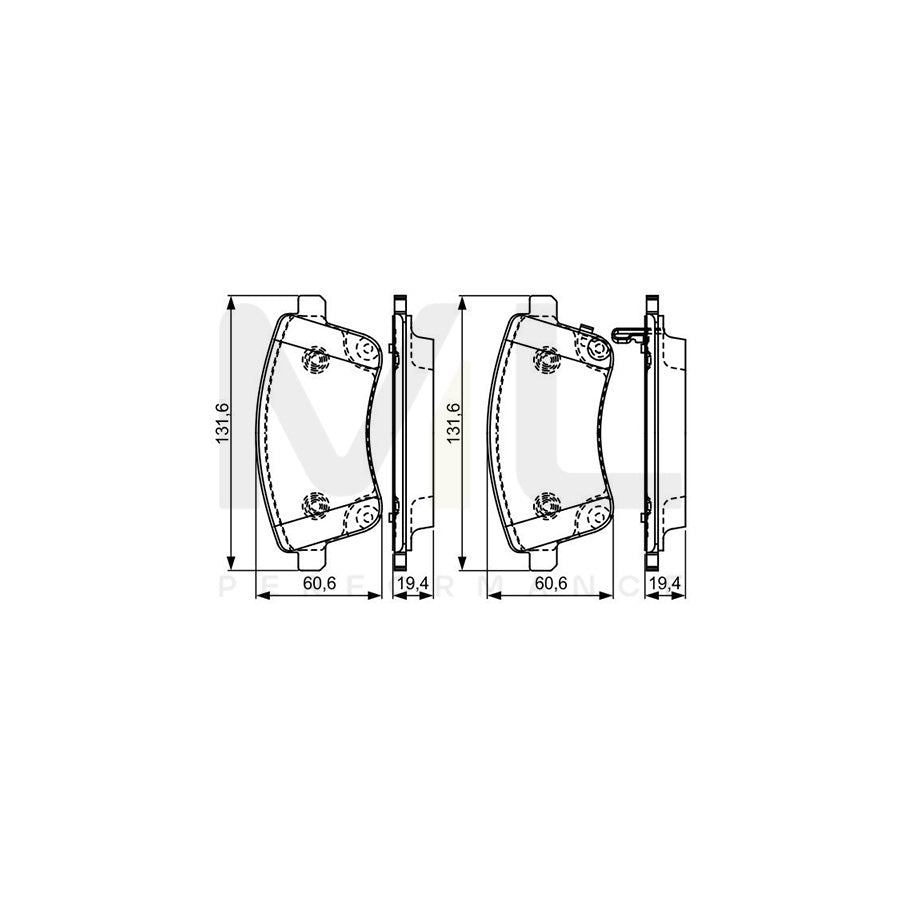 Bosch 0986495307 Brake Pad Set For Kia Venga (Yn) With Acoustic Wear Warning, With Anti-Squeak Plate, With Mounting Manual BP1596 | ML Performance Car Parts