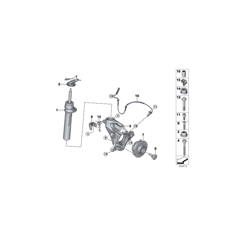 Genuine BMW 37106876686 Front Right Spring Strut (Inc. Cooper S, Cooper SD & Cooper D) | ML Performance EU