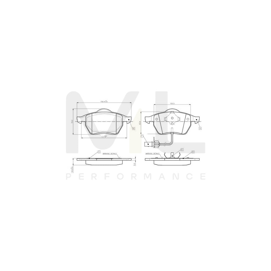 Bosch 0986Tb2673 Brake Pad Set Incl. Wear Warning Contact, With Accessories | ML Performance Car Parts