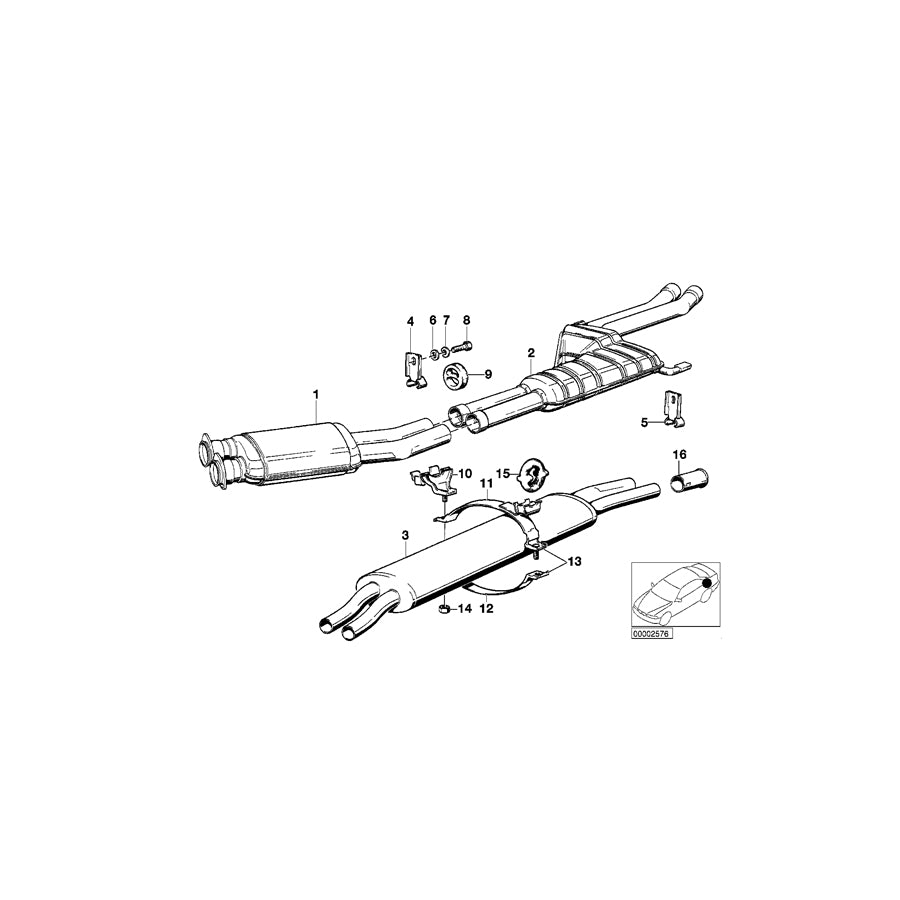 Genuine BMW 18121175360 E23 Rear Muffler (Inc. & 745i) | ML Performance EU Car Parts