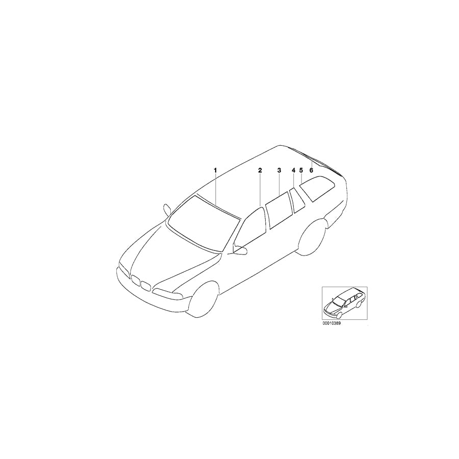 Genuine BMW 51367145035 E39 Green Side Window With Left Gasket SCHWARZ (Inc. 520d, 530d & 540i) | ML Performance EU Car Parts
