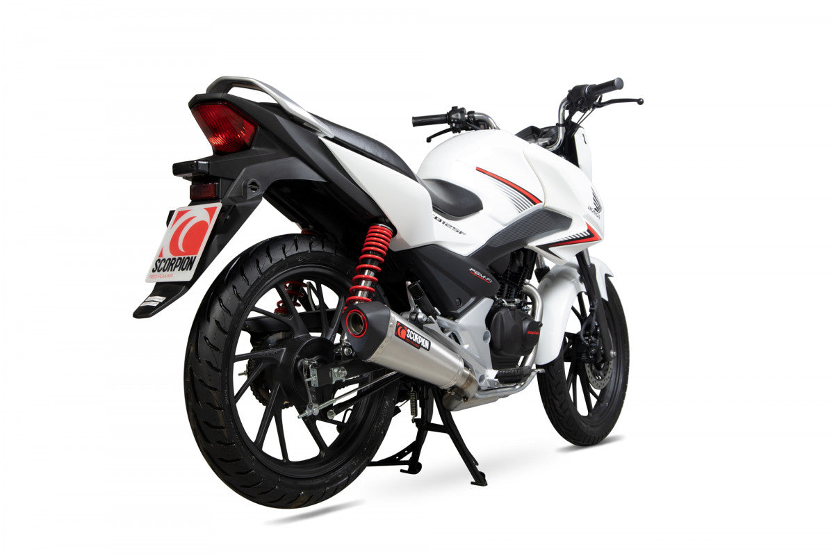 Scorpion RHA182SYSSEO Honda CB125 F Serket Taper Full System - Brushed Stainless Steel Sleeve | ML Performance EU EU