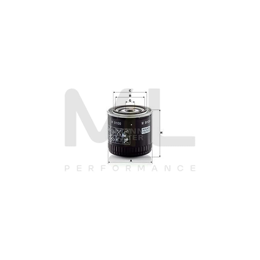 MANN-FILTER W 9100 Oil Filter Spin-on Filter | ML Performance Car Parts