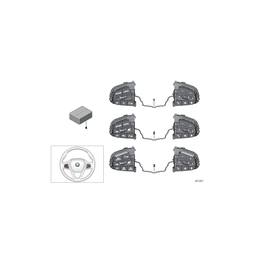 Genuine BMW 61319483006 G07 G05 G11 Switch, Multifunct. Steering Wheel (Inc. X5 30dX, 730Ld & X5 40i) | ML Performance EU Car Parts