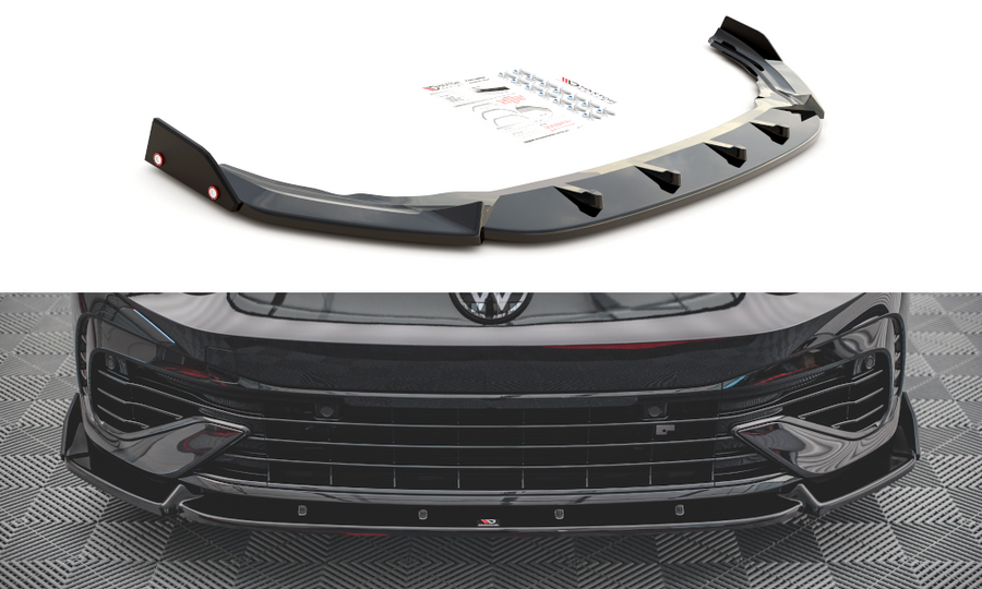 Maxton Design VW-GO-8-R-FD2T+FSF Front Splitter + Flaps V.2 Volkswagen Golf R MK8 | ML Performance UK Car Parts