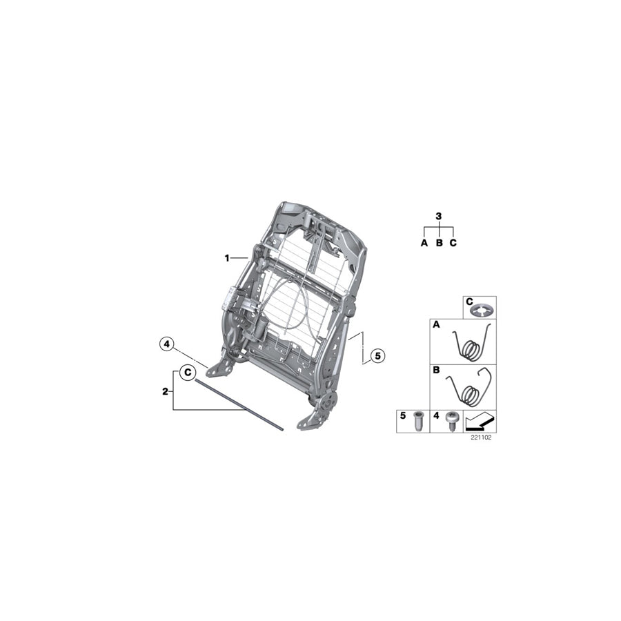 Genuine BMW 52109117545 F02 F03 F04 Backrest Frame, Comfort Seat (Inc. 740dX, 730i & 740Li) | ML Performance EU Car Parts