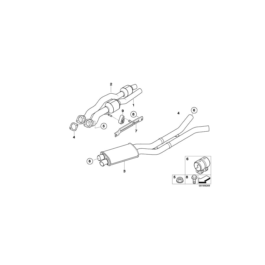 Genuine BMW 18307576341 E71 Center Muffler (Inc. & X6 35iX) | ML Performance EU Car Parts