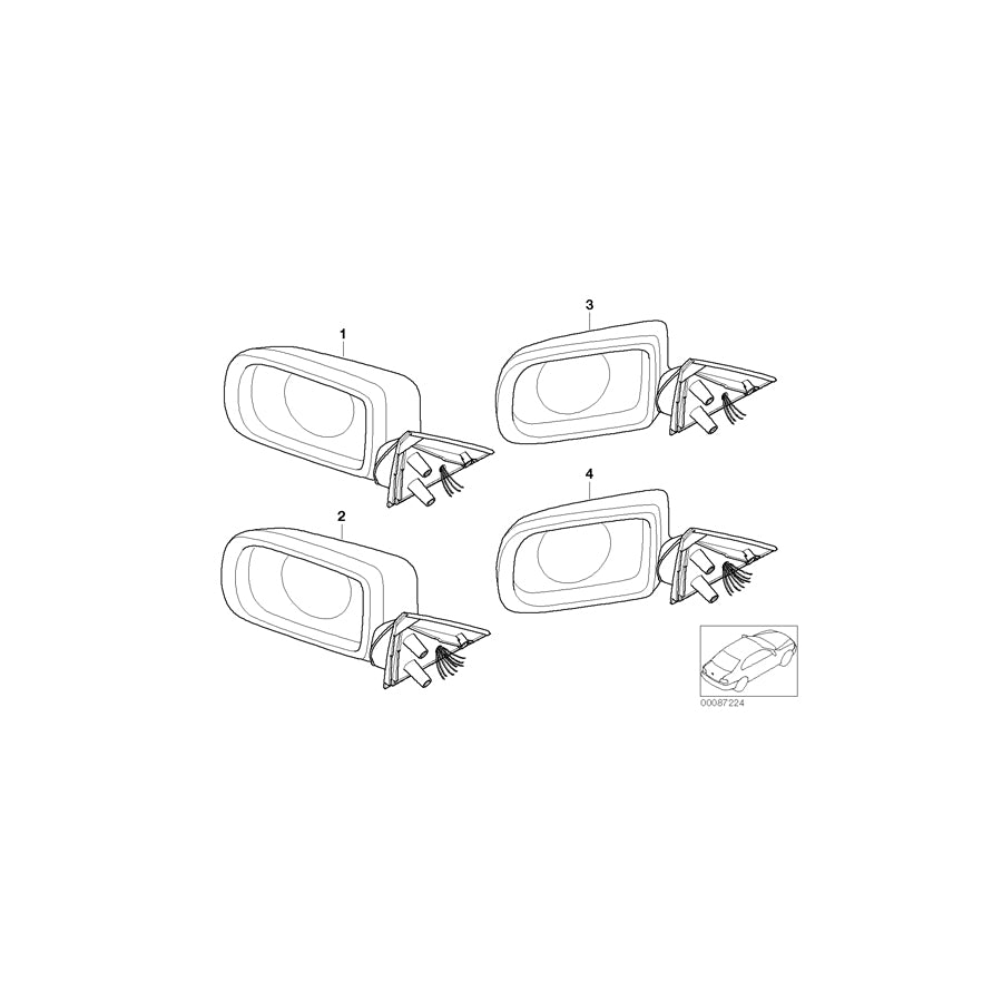 Genuine BMW 51168184860 E39 Outside Mirror With Glass Heated Right (Inc. 520d, 525d & 523i) | ML Performance EU Car Parts