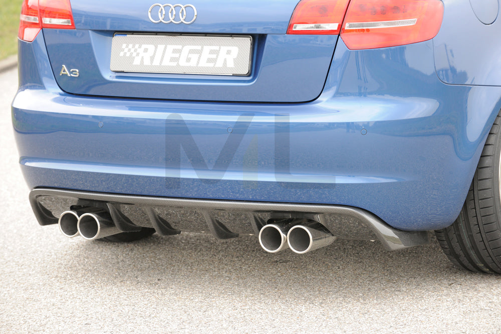 Rieger 00099129 Audi 8P A3 Rear Diffuser 1 | ML Performance EU Car Parts