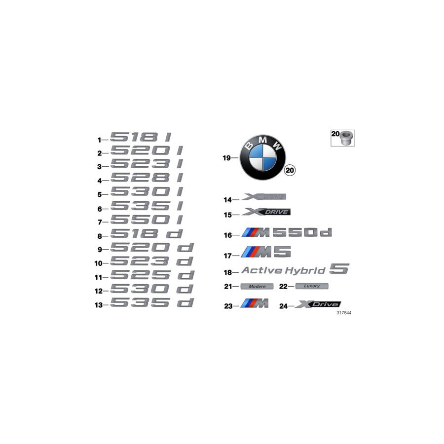 Genuine BMW 51147346530 Rear Lettering ACTIVE HYBRID 5 (Inc. Hybrid 5) | ML Performance EU