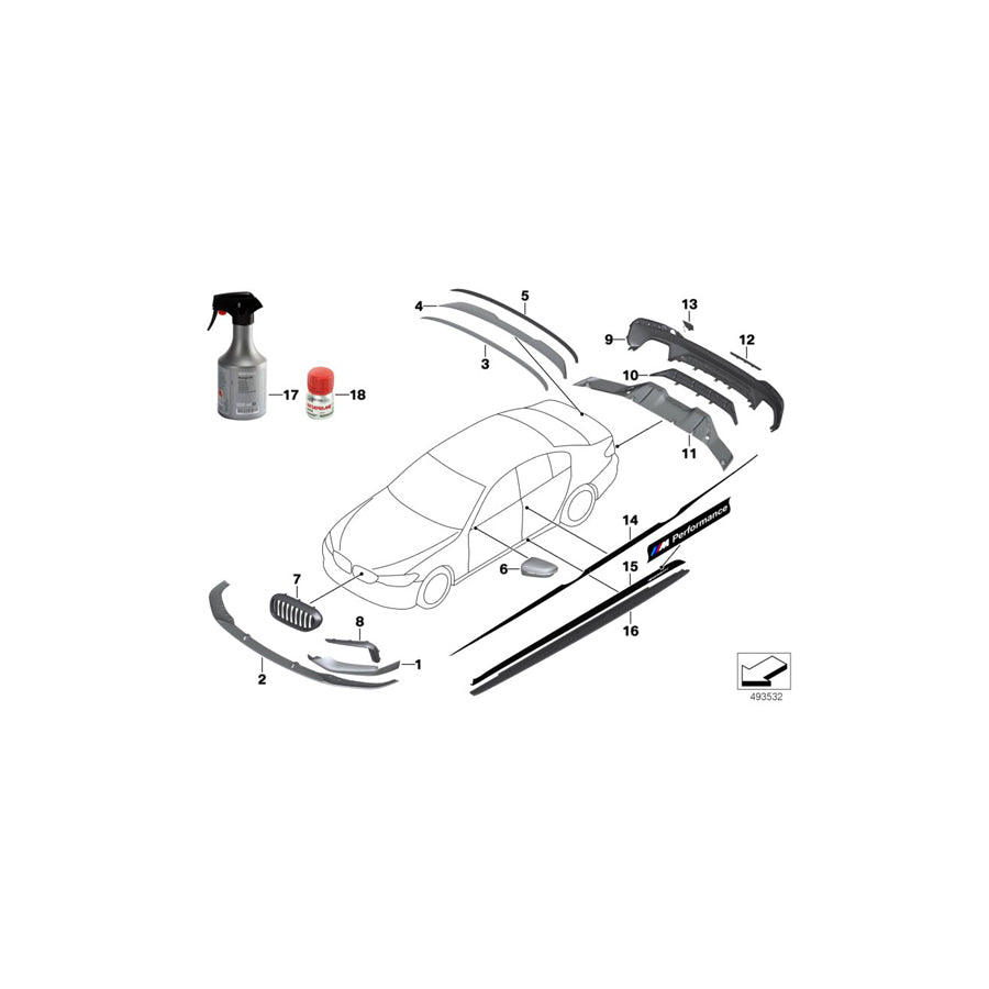 Genuine BMW 51142432164 G30 G31 Film, Accent Stripes, Left / Right M PERFORMANCE (Inc. 520d ed, 540iX & 530dX) | ML Performance EU