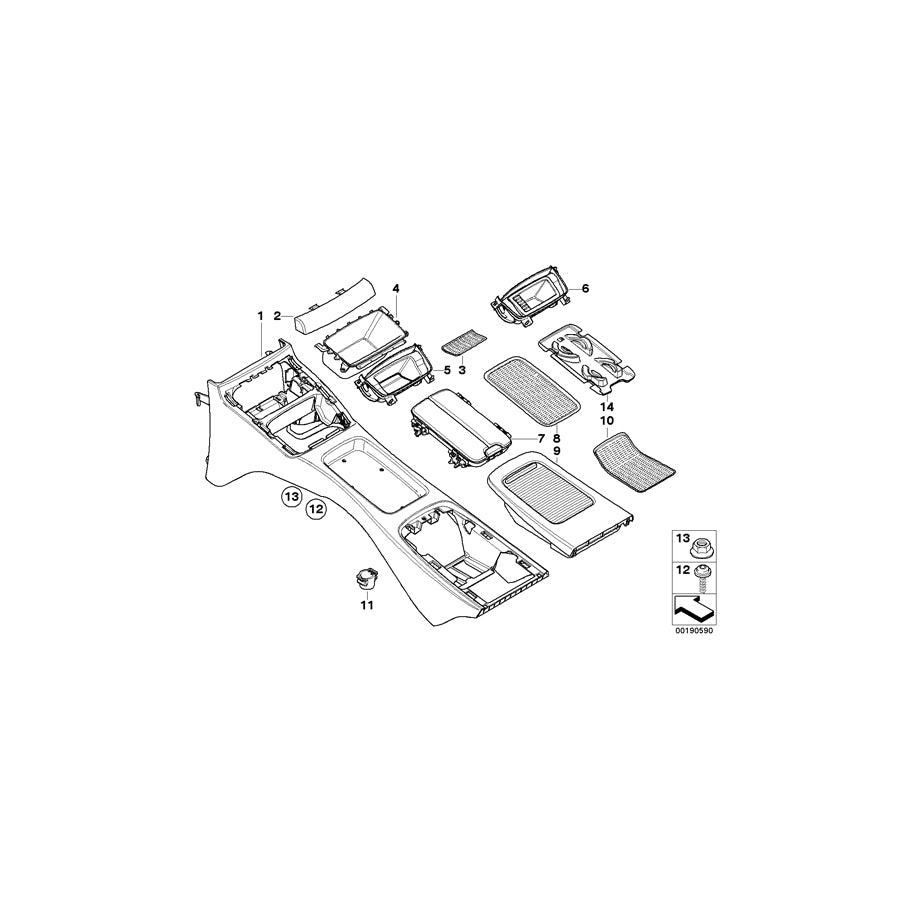Genuine BMW 51166963897 E92 E93 Console Rear SCHWARZ (Inc. 316i, 330xd & M3) | ML Performance EU