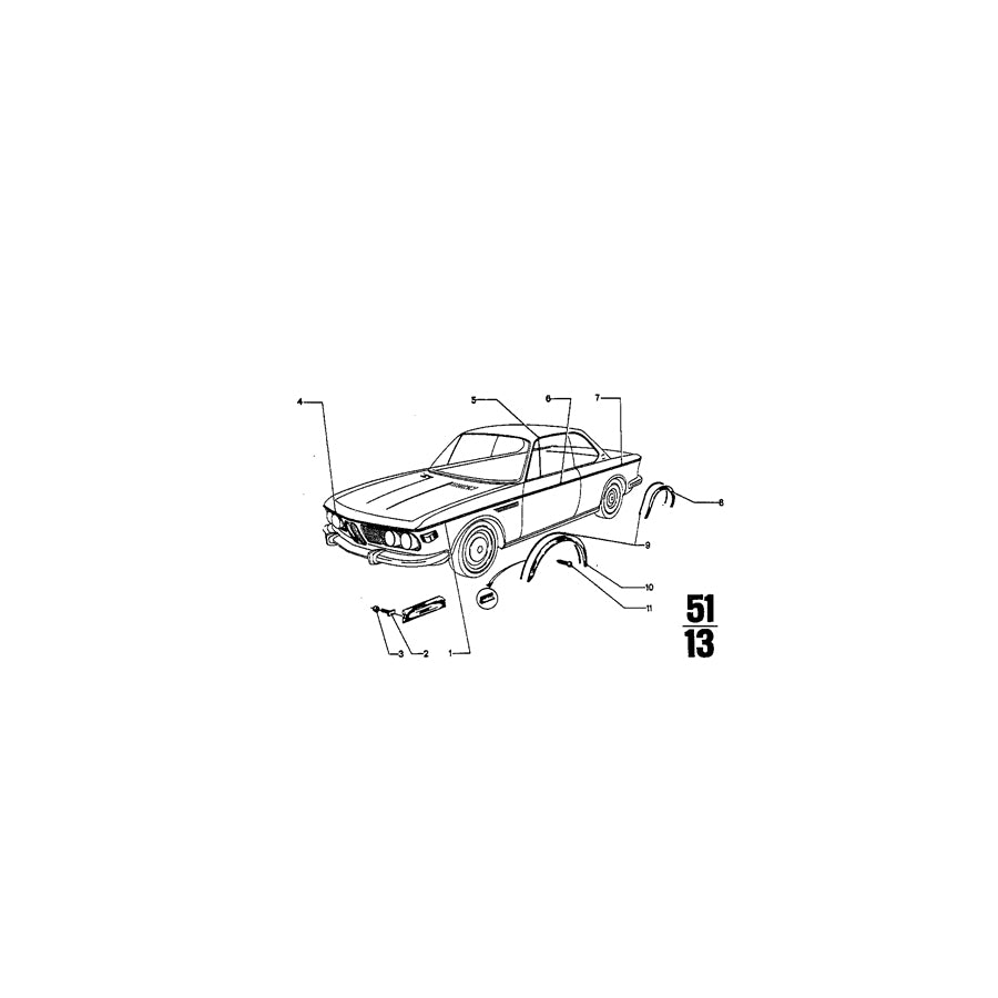 Genuine BMW 51131819606 Covering Front Right (Inc. 3.0CS, 2800CS & 3.0CSiL) | ML Performance EU Car Parts