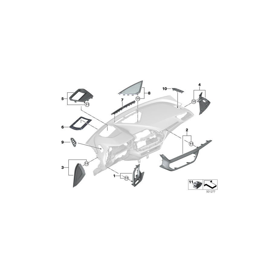 Genuine BMW 51457911479 F40 F44 Trim, Instrum.Panel, Illum.Driver NIZZA (Inc. 118d, 220d & 120dX) | ML Performance EU Car Parts