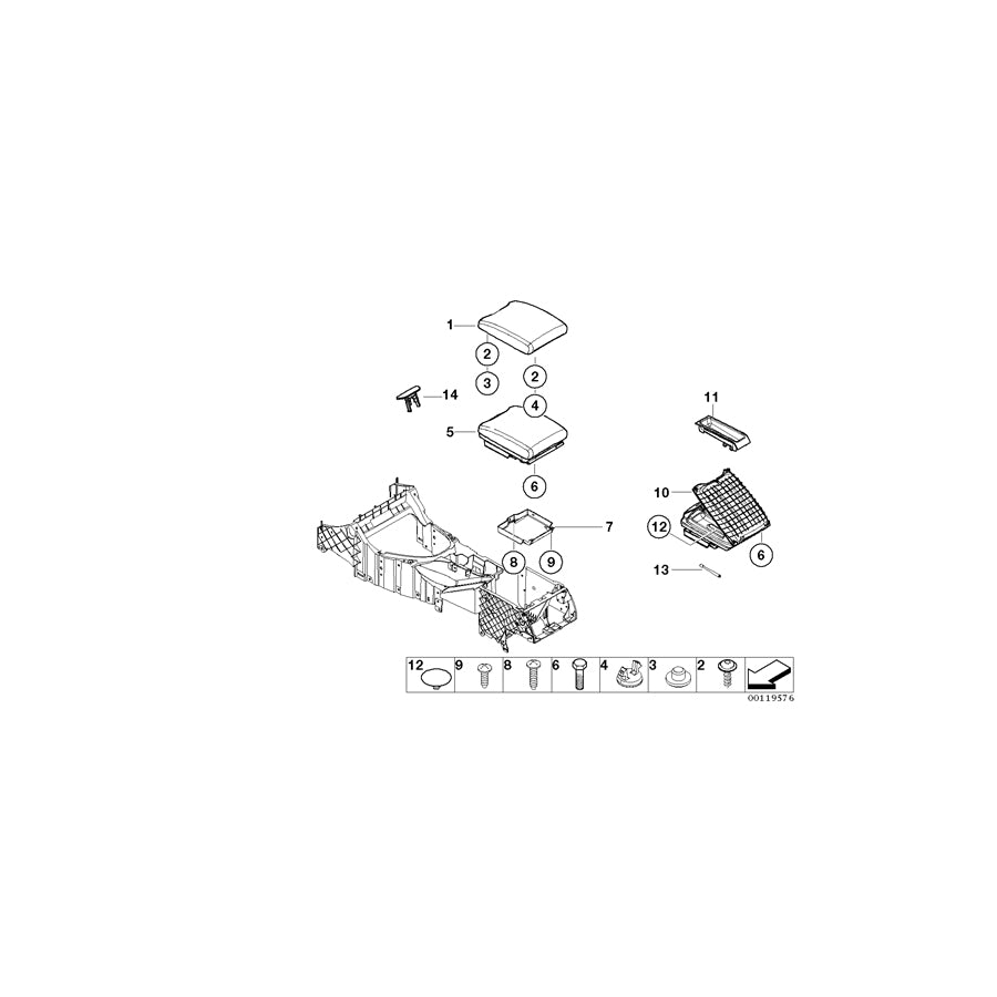 Genuine BMW 51168263747 E53 Center Armrest Cover (Inc. X5 4.4i, X5 3.0d & X5 3.0i) | ML Performance EU