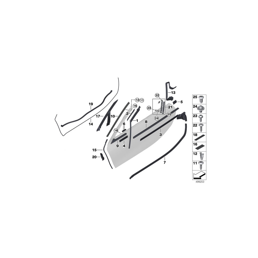 Genuine BMW 51337477328 I15 Window Cavity Seal, Front Right (Inc. & i8) | ML Performance EU Car Parts