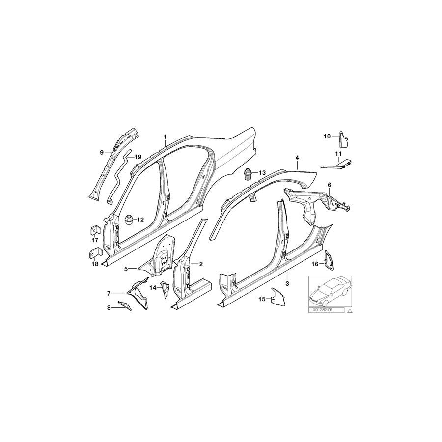 Genuine BMW 41218252598 E39 Inner Right Apron (Inc. 525tds, 525td & 530i) | ML Performance EU Car Parts
