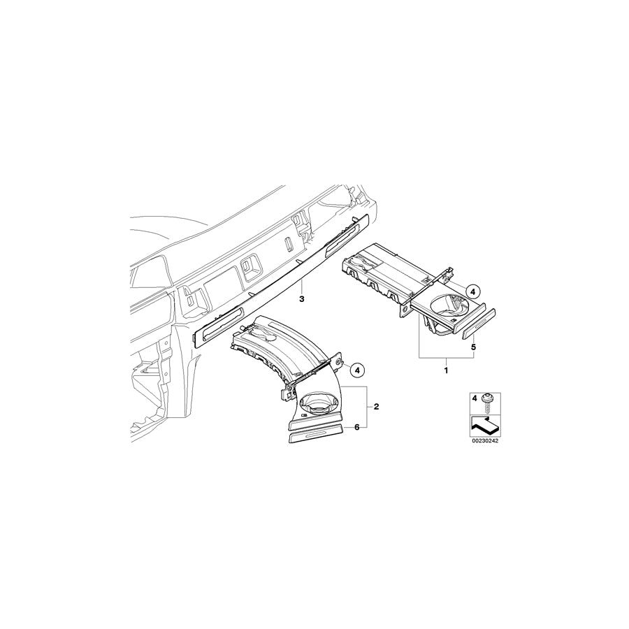 Genuine BMW 51457144258 E90 E91 Decor Strip, Drinks Holder GRAU (Inc. 330d, 320si & 318d) | ML Performance EU Car Parts