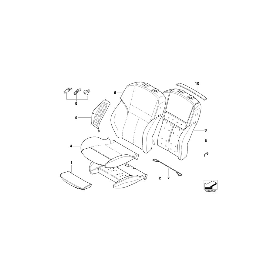 Genuine BMW 52108042185 E64 Leather Cover Sport Backrest Left SILVERSTONE (Inc. & M6) | ML Performance EU Car Parts