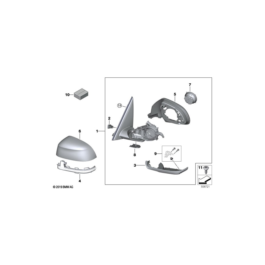 Genuine BMW 51169463287 G06 Exterior Mirror, No Lens, Heated, Left SHADOW-LINE (Inc. X6 40i, X6 M50iX & X6 M50dX) | ML Performance EU