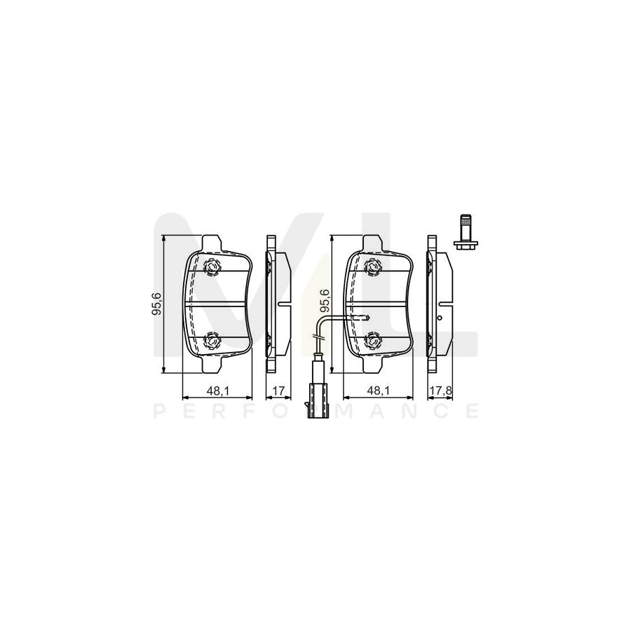 Bosch 0986Tb3180 Brake Pad Set Incl. Wear Warning Contact, With Integrated Wear Sensor, With Bolts | ML Performance Car Parts