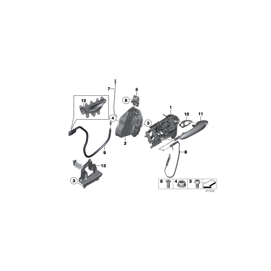 Genuine BMW 51217197802 Bowden Cable, Door Opener, Front (Inc. 528i, 535iX & 535dX) | ML Performance EU