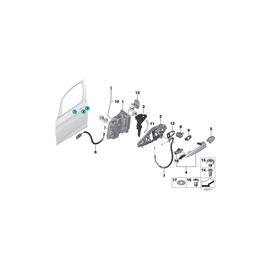 Genuine BMW 51217396305 F16 F48 F39 Door Handle, Primed, Outer Left (Inc. X6 35iX, X2 M35iX & X1 25dX) | ML Performance EU