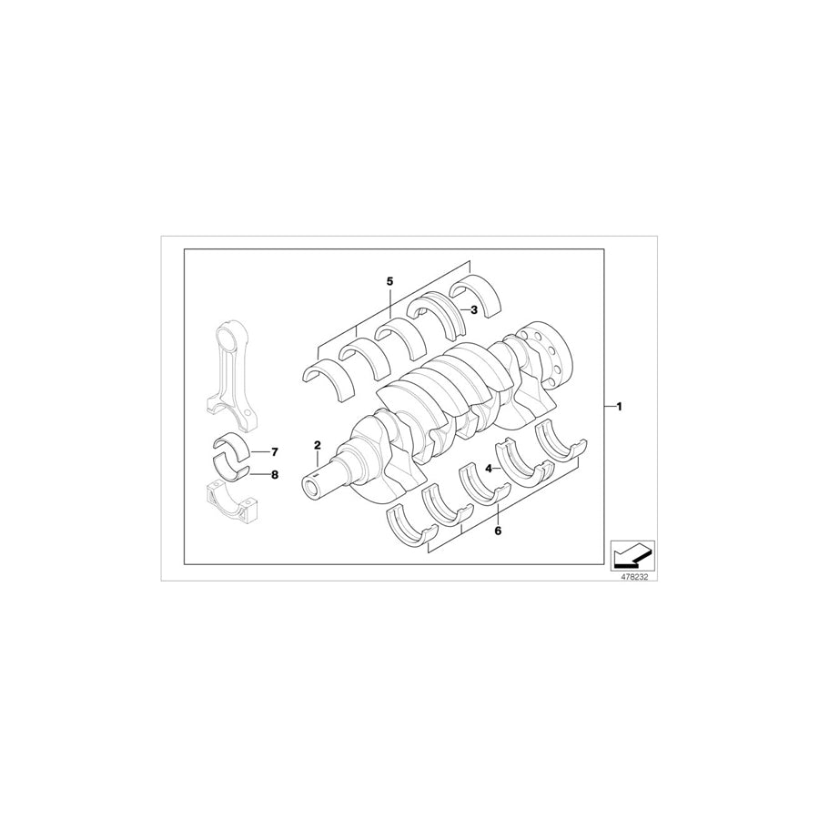 Genuine BMW 11212247514 E46 E39 At-Crankshaft With Bearing Shells (Inc. 318d, 520d & 320d) | ML Performance EU Car Parts