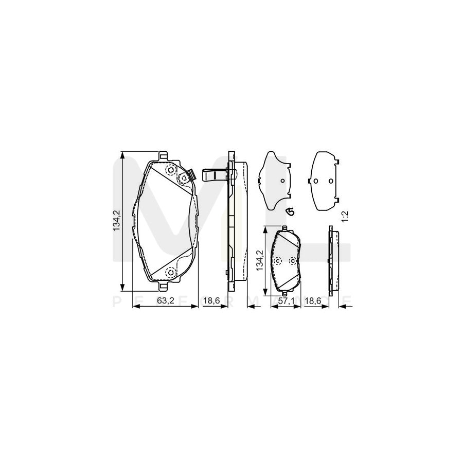 Bosch 0986Tb3213 Brake Pad Set With Acoustic Wear Warning, With Accessories | ML Performance Car Parts