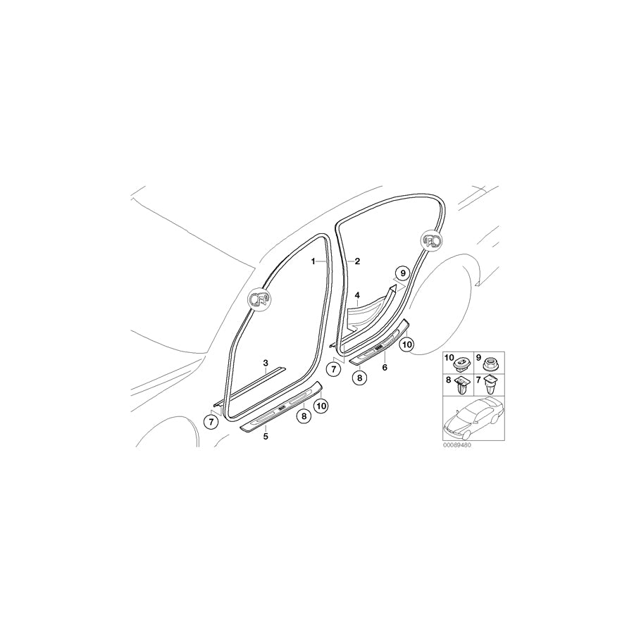 Genuine BMW 51727044947 E65 E66 Edge Protection, Door, Front NATURBRAUN (Inc. 760Li, 745d & 735i) | ML Performance EU Car Parts
