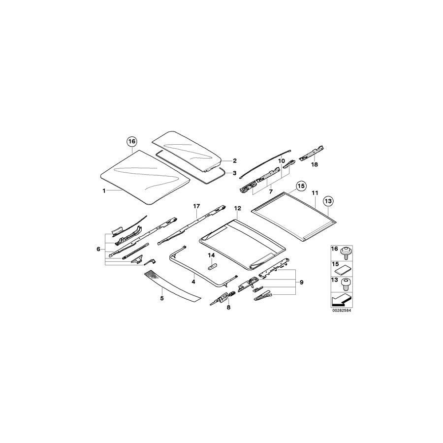 Genuine BMW 54108036476 E91 Supended Headliner, Rear ANTHRAZIT (Inc. 325i, 325d & 325xi) | ML Performance EU