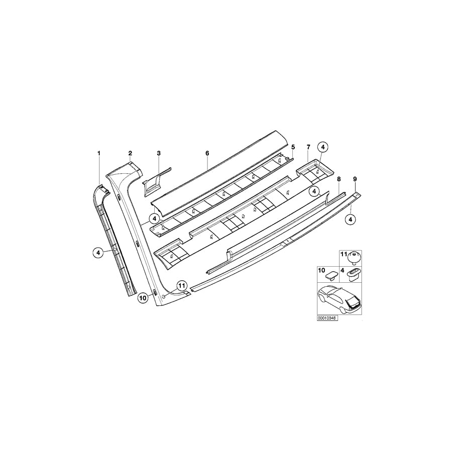 Genuine BMW 51498216729 E39 Inter. Lateral Left Trunk Lid Trim Panel MARINEBLAU (Inc. 520d, 530d & 520i) | ML Performance EU Car Parts