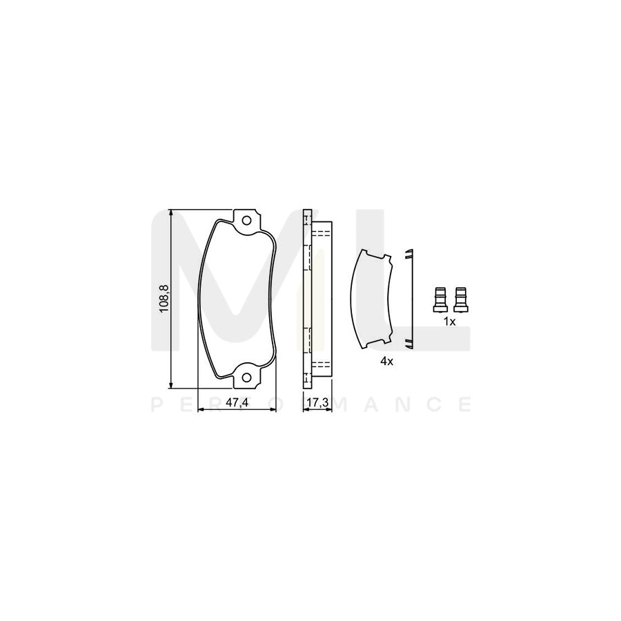 Bosch 0986495456 Brake Pad Set Excl. Wear Warning Contact, With Anti-Squeak Plate, With Mounting Manual BP2088 | ML Performance Car Parts