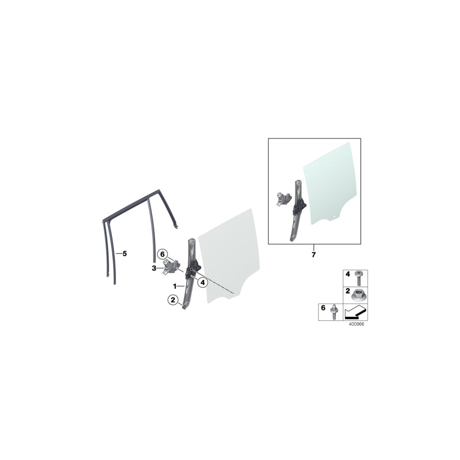 Genuine BMW 51357335602 F26 Window Lifter Without Motor, Rear Right (Inc. X4 20iX, X4 28iX & X4 35dX) | ML Performance EU