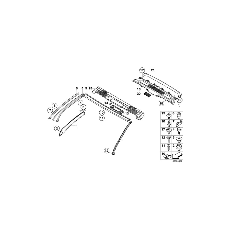 Genuine BMW 54347172025 E64 Left Roof Frame Gasket (Inc. M6, 630i & 645Ci) | ML Performance EU