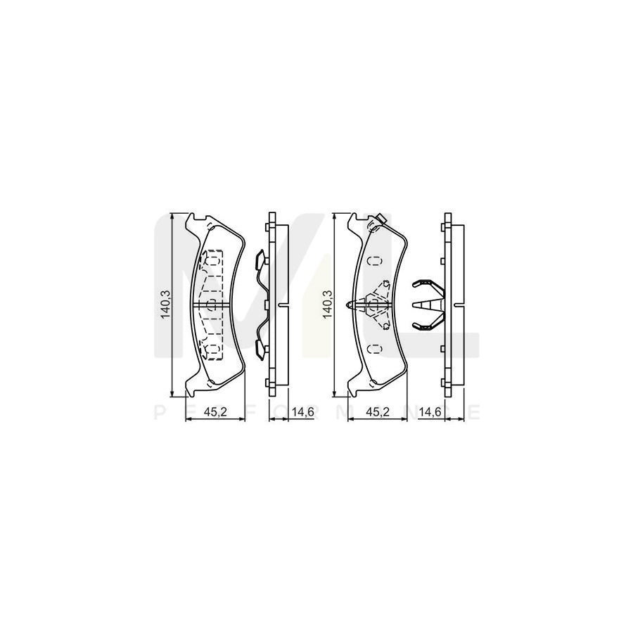 Bosch 0986424655 Brake Pad Set For Ford Usa Explorer With Acoustic Wear Warning, With Piston Clip, With Spring BP371 | ML Performance Car Parts