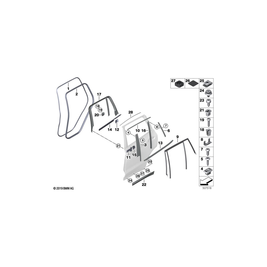 Genuine BMW 51357393443 G02 G01 Seal, Striker Plate, Door, Rear Left (Inc. X4 M, X4 20dX & X3 18d) | ML Performance EU