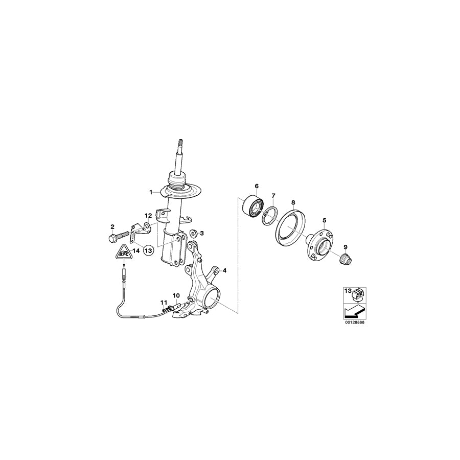 Genuine BMW 31316765627 E53 Left Front Spring Strut (Inc. & X5 4.4i) | ML Performance EU Car Parts