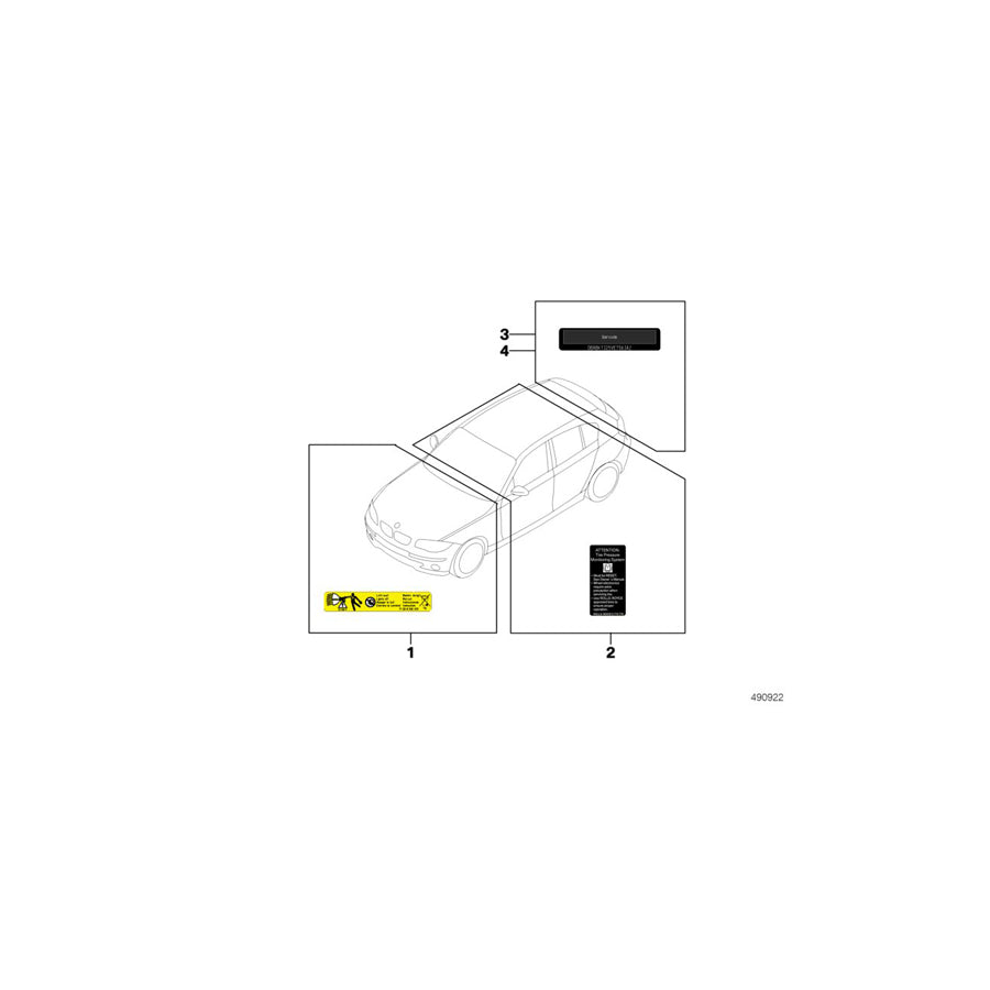 Genuine BMW 71218248227 Cabrio R53 "Load-Through System Locking" Sign FR (Inc. X5 30dX, One & X1 20dX) | ML Performance EU Car Parts