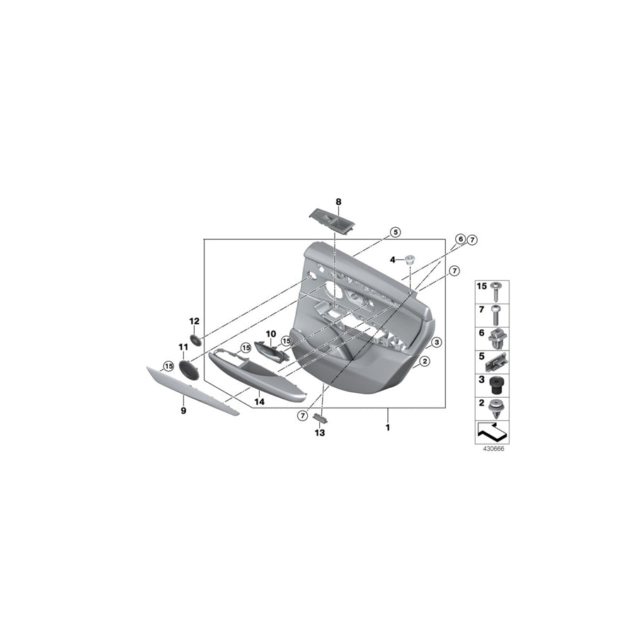 Genuine BMW 51427405042 F45 F45 Door Trim Panel, Rear, Right SCHWARZ (Inc. 225iX, 225i & 214d) | ML Performance EU