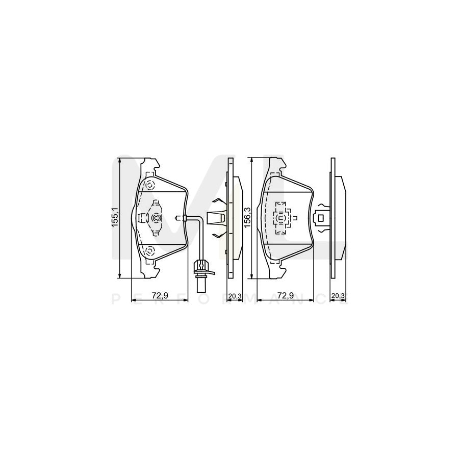 Bosch 0986424806 Brake Pad Set With Integrated Wear Sensor, With Mounting Manual BP945 | ML Performance Car Parts