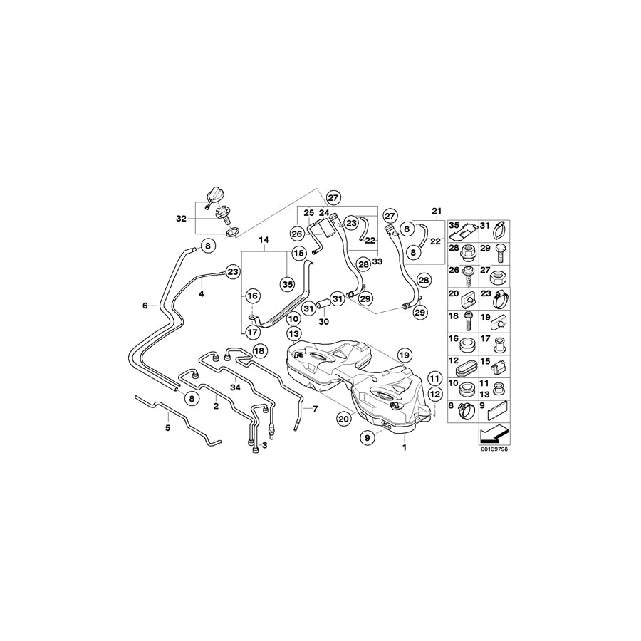Genuine BMW 16117199708 E66 E67 E65 Plastic Fuel Tank With Left Sensor Chrome-free CR(VI) (Inc. 735Li, 760i & 745i) | ML Performance EU Car Parts