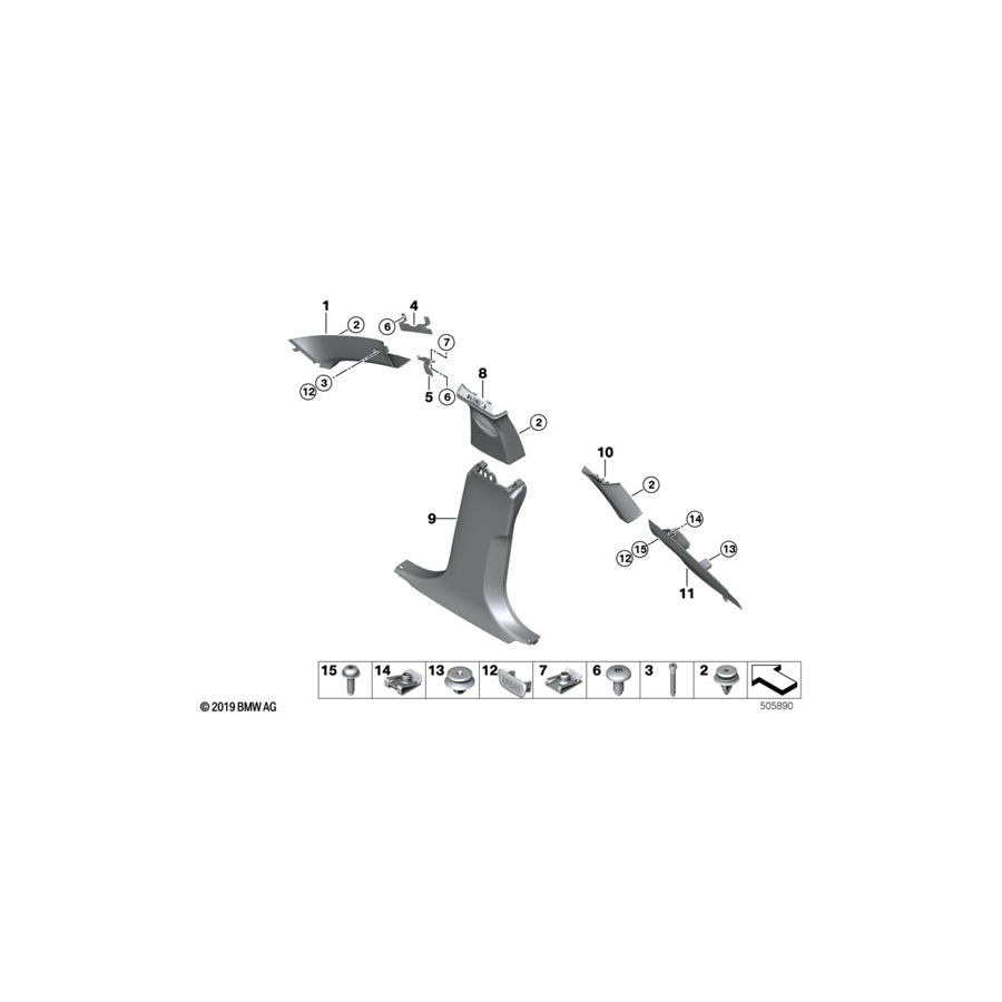 Genuine BMW 51436999472 F44 Cover, B-Column Bottom Right BLACK (Inc. M235iX, 228iX & 218i) | ML Performance EU Car Parts