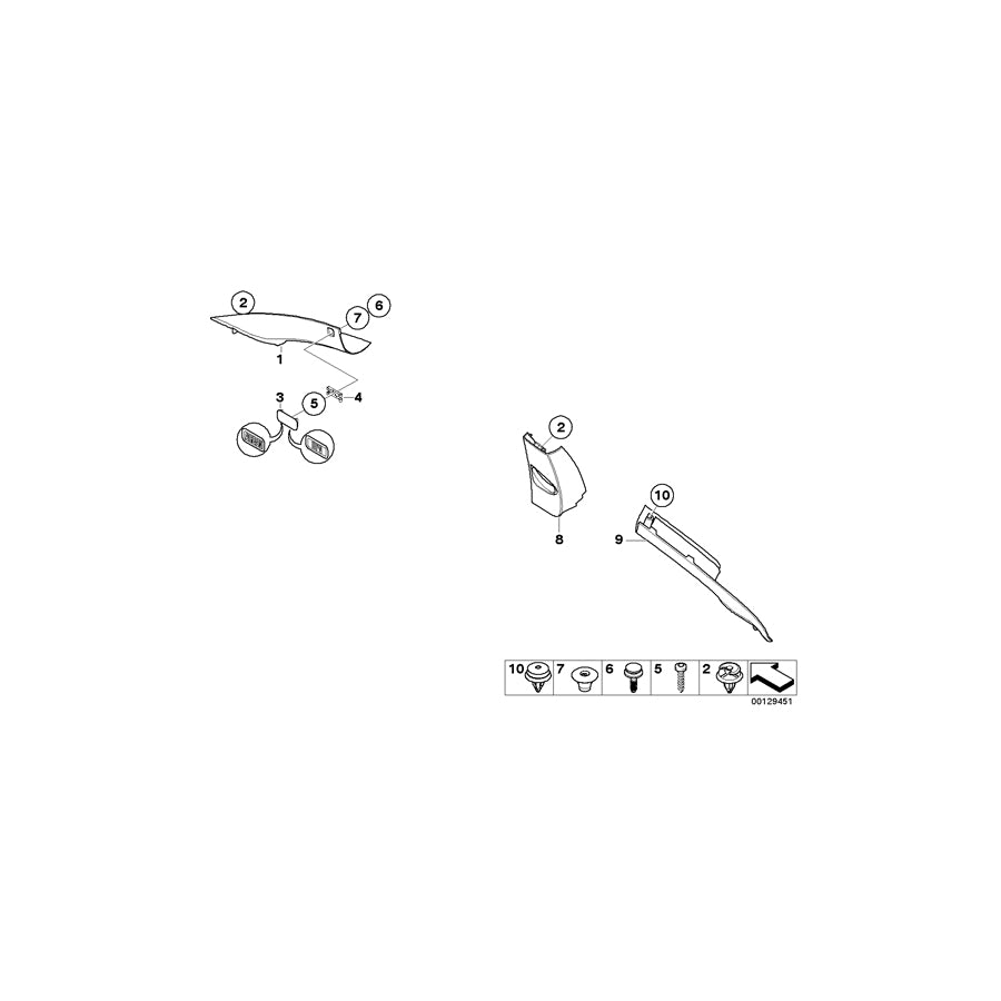 Genuine BMW 51437070268 E63 Cover Column C Right HIMMELGRAU (Inc. 650i, 635d & 645Ci) | ML Performance EU