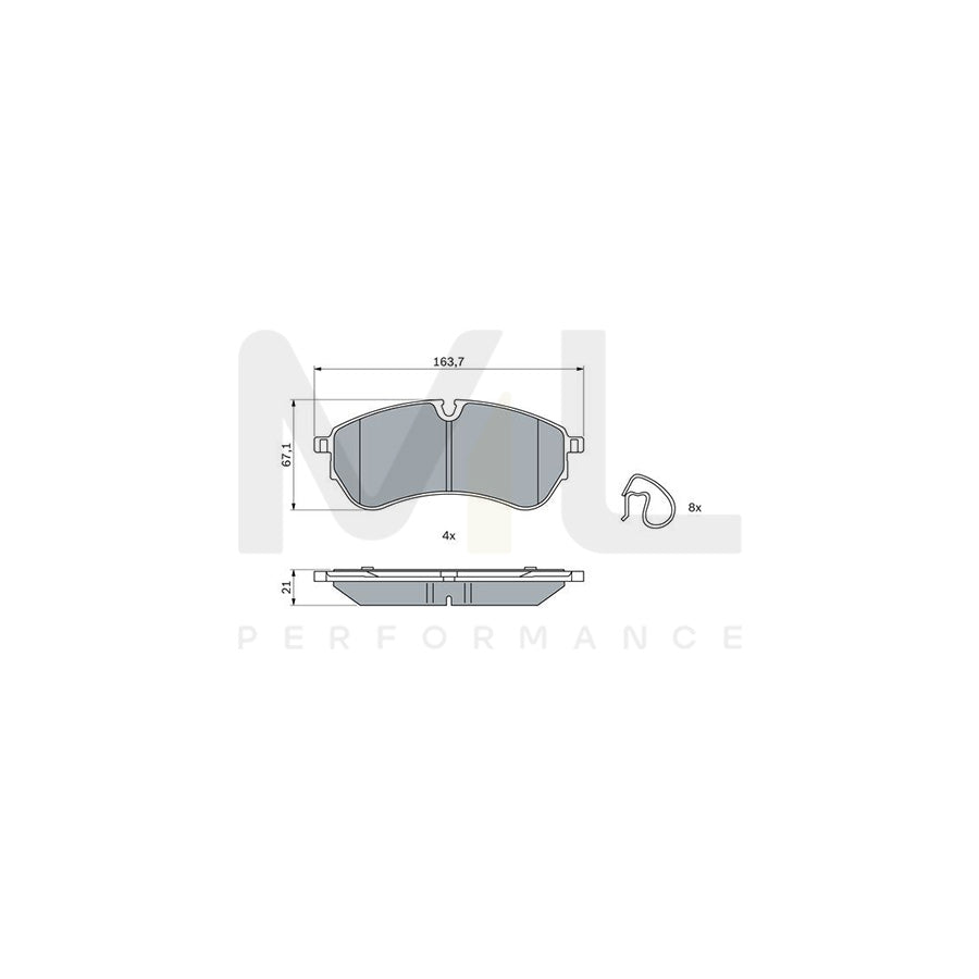 Bosch 0986424929 Brake Pad Set For Vw Crafter With Anti-Squeak Plate, With Mounting Manual, With Spring BP2547 | ML Performance Car Parts