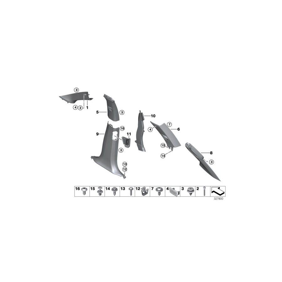 Genuine BMW 51437329388 F15 Right Column A Cover GRAU (Inc. X5 50iX 4.4, X5 35iX & X5 35i) | ML Performance EU