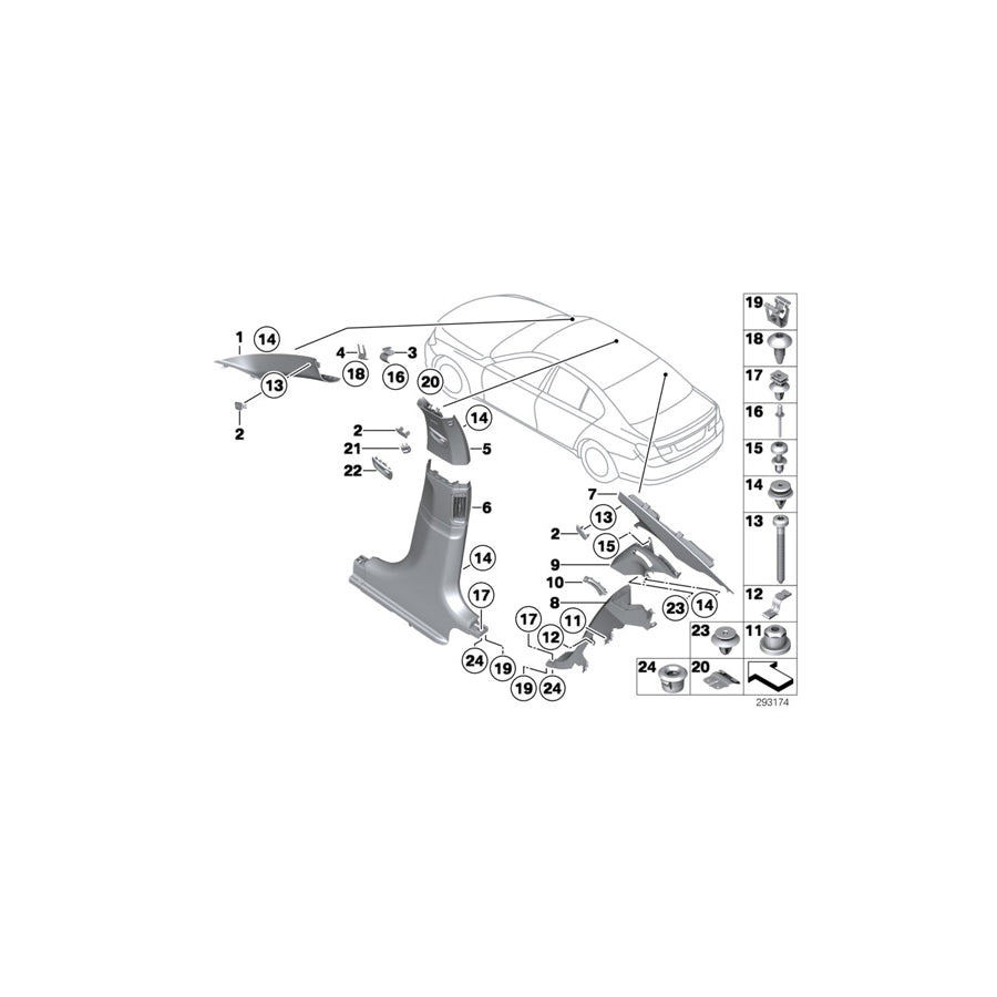 Genuine BMW 51439129210 F04 F02 Trim, C-Pillar, Upper, Right EVERESTGRAU (Inc. 750LiX, 740LdX & 750Li) | ML Performance EU